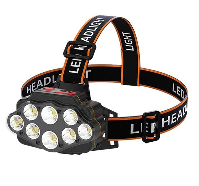 8LED Strong Light Rechargeable Night Fishing Headlight Headlamp Outdoorheadlight Carousel 8