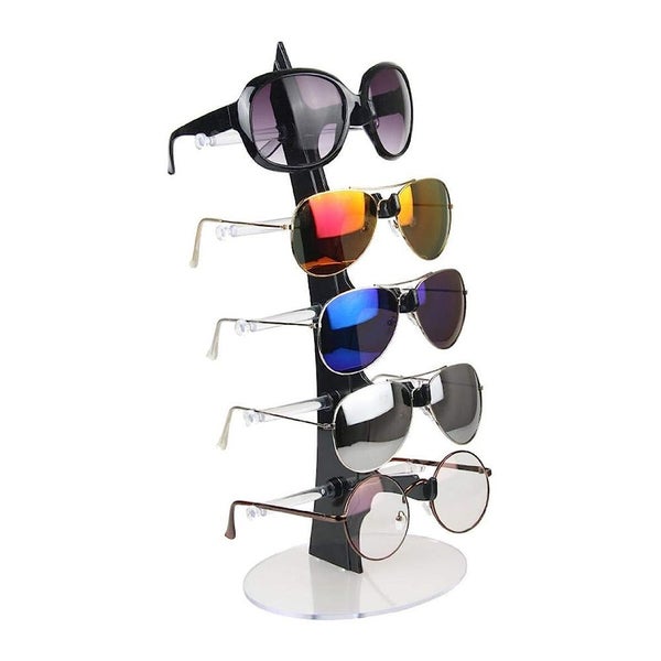 Glasses Storage Display Stand 5 Pair Eyeglasses Sunglasses Holder -Transparent Carousel 5