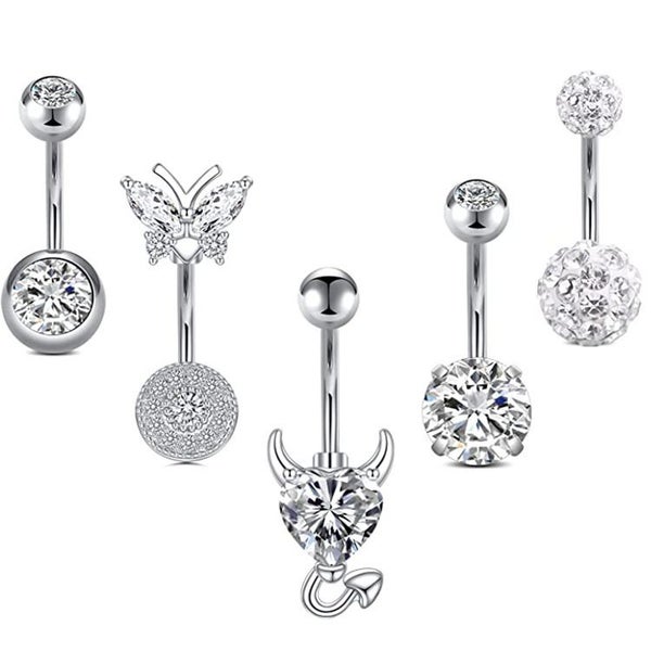 Belly Button Rings Belly Bars for Women 5 PCS Set630023634204191123