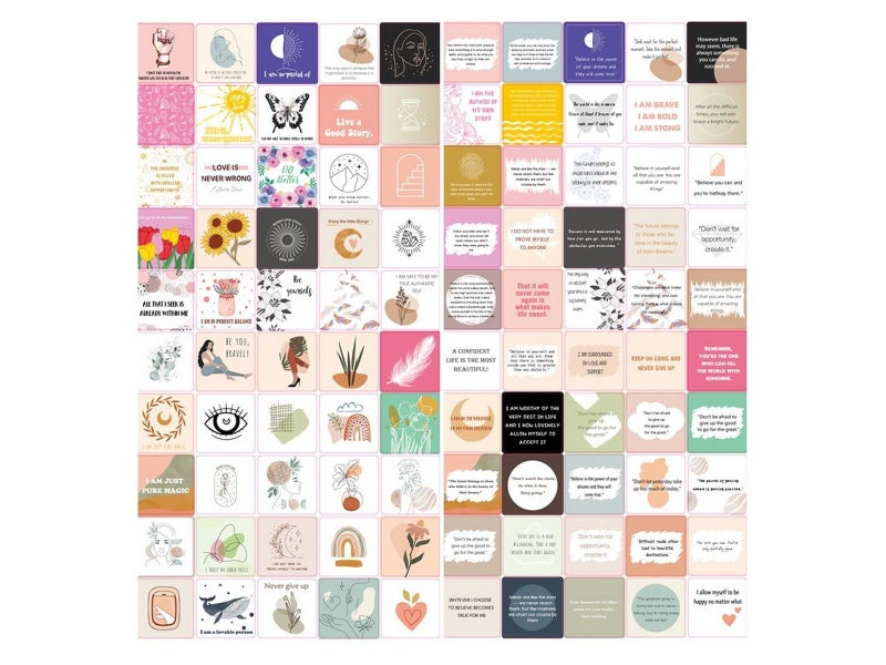 2 Sets of 50 Positive Affirmations Cards Motivational Quotes Cards for Women Carousel 9