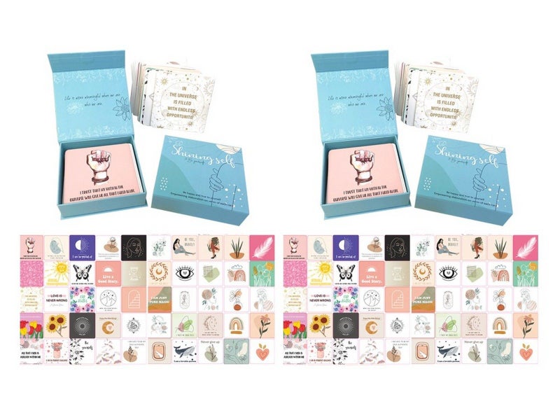 2 Sets of 50 Positive Affirmations Cards Motivational Quotes Cards for Women Carousel 1