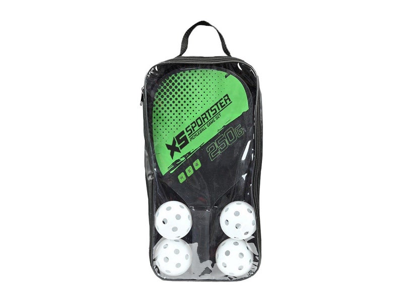 Sports Pickleball Paddle and 4 Balls Set with Carry Bag - Green Carousel 1