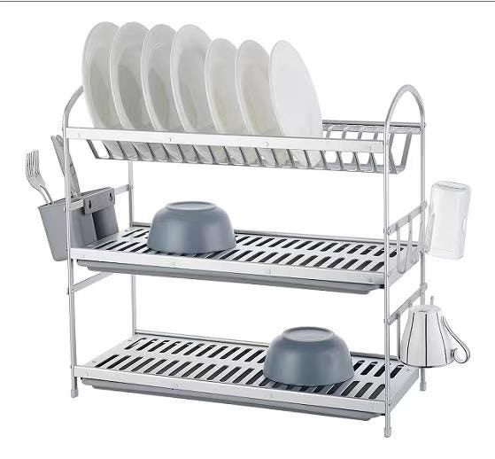 Dish Rack Cutlery Holder Dish Draining Racks Drying Trays 3 Tier Carousel 1