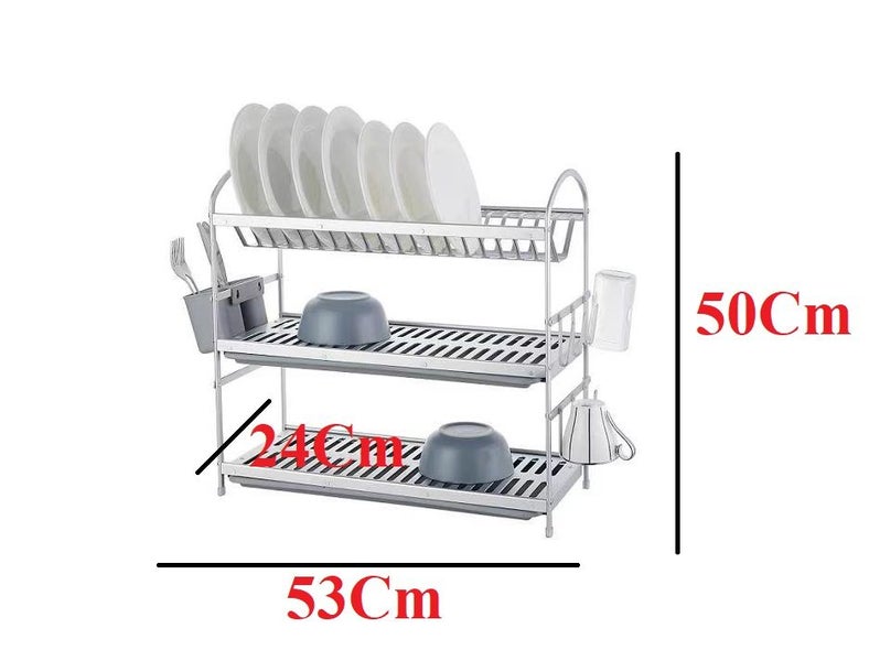 Dish Rack Cutlery Holder Dish Draining Racks Drying Trays 3 Tier Carousel 2