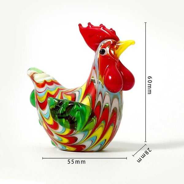 Artistic Rooster Figurine Hand Blown Glass Chicken Sculpture For Carousel 2