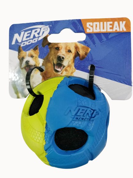 Nerf Tennis Ball Rubber Wrapped Squeaker 7.6cm Carousel 1