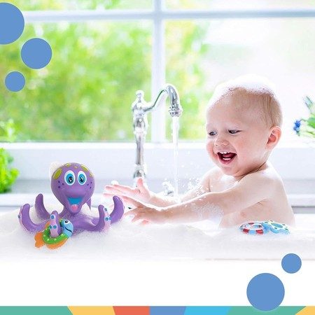 Floating Purple Octopus CRAB with 5 Hoopla Rings Interactive Bath Toy Carousel 2