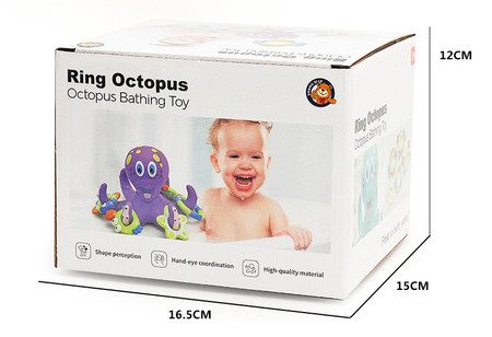 Floating Purple Octopus CRAB with 5 Hoopla Rings Interactive Bath Toy Carousel 9