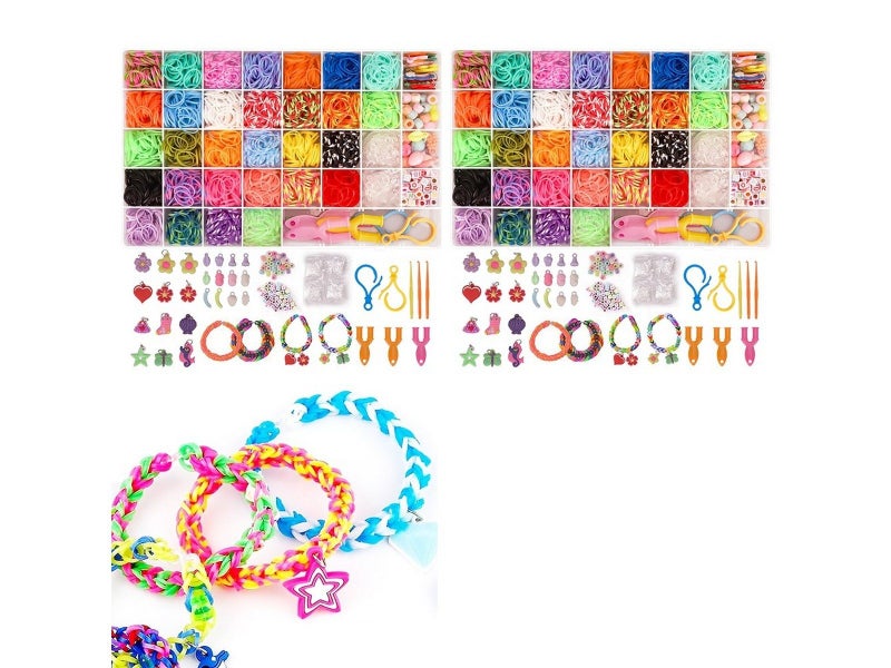 2 X Colorful Loom Bands Kit DIY Rubber Band Bracelet Making Kit with Storage Box Carousel 1