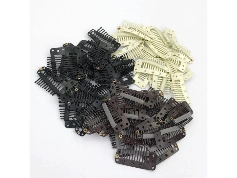 50pcs 3.8cm Hair Extensions Hairpins Black Brown Blonde Clips For Weft Weaving Carousel 1