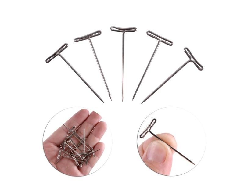 50pcs T-PINS (38mm) For Wig On Foam Head Style T Pin Needle Brazilian Indian Carousel 1