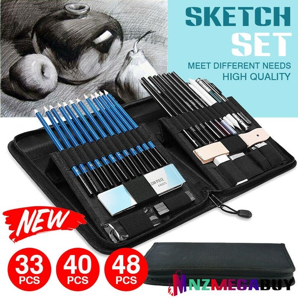 33pcs Drawing Sketch Set Charcoal Pencil Eraser Art Craft Painting Sketching Kit Carousel 1