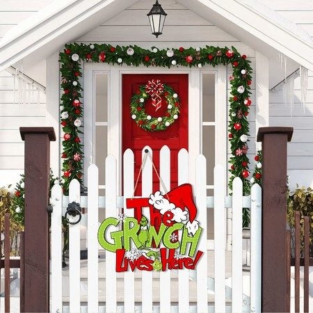 Christmas Grinch Decorations Hanging Door Sign Carousel 1