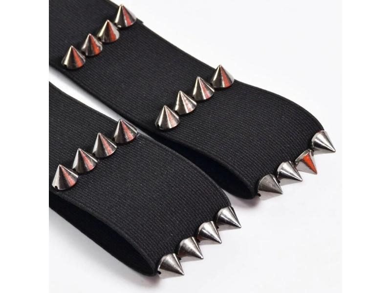 Gothic Kawaii PAIR Spiked Elastic Garters BDSM Punk Fetish Bondage Garter Carousel 1