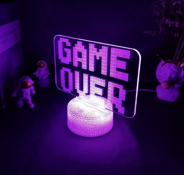 GAME OVER - 7 Colour 3D Night Light Lamp - Crack Base628658235022091124