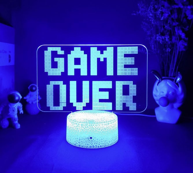 GAME OVER - 7 Colour 3D Night Light Lamp - Crack Base62865823502209111