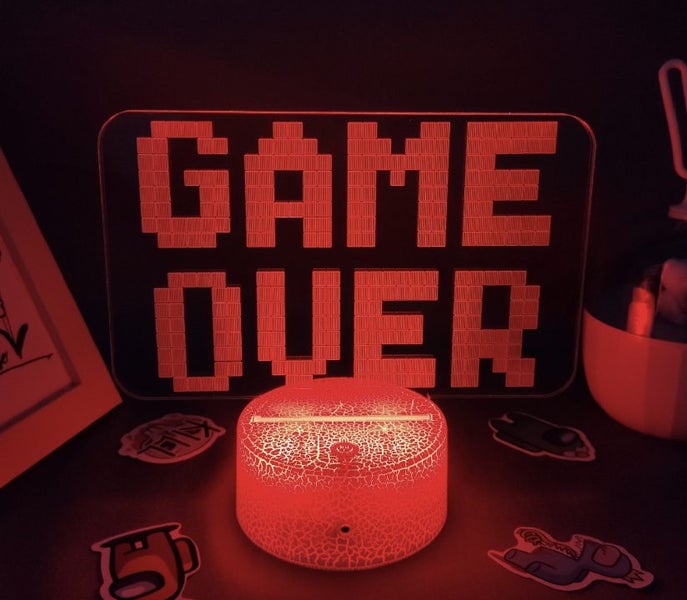 GAME OVER - 7 Colour 3D Night Light Lamp - Crack Base62865823502209112