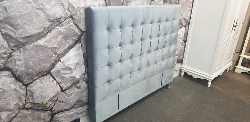 Maison Queen Headboard - Blueish Grey Velvet Carousel 1