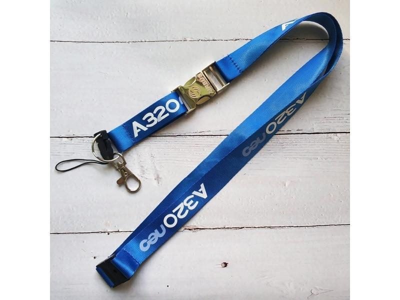 1 PC Blue A320 Neo Phone Strap Lanyard With USB Badge Holder Carousel 1