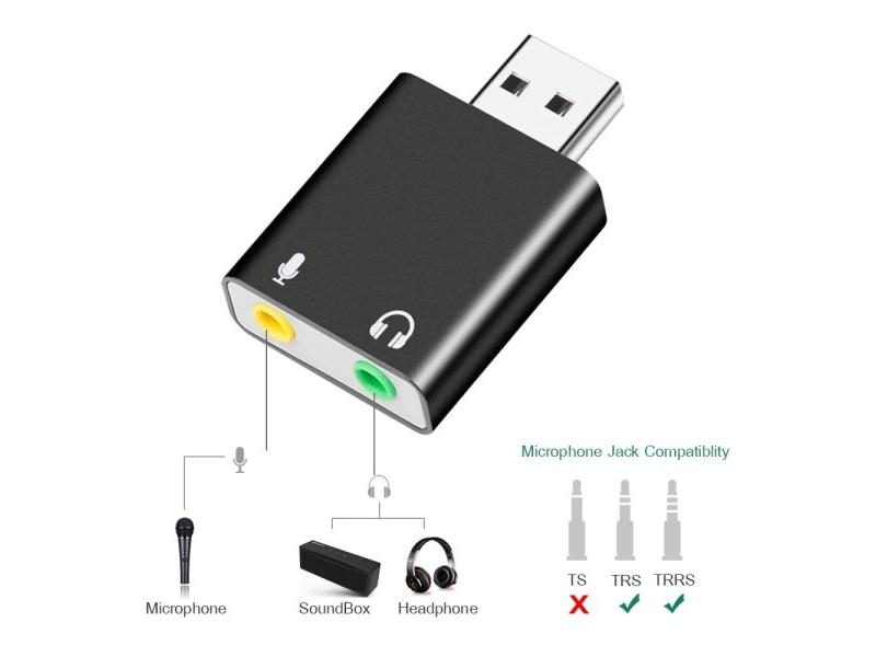 External USB Audio Sound Card To 3.5mm Jack With Virtual 7.1 Ch Microphone Carousel 2