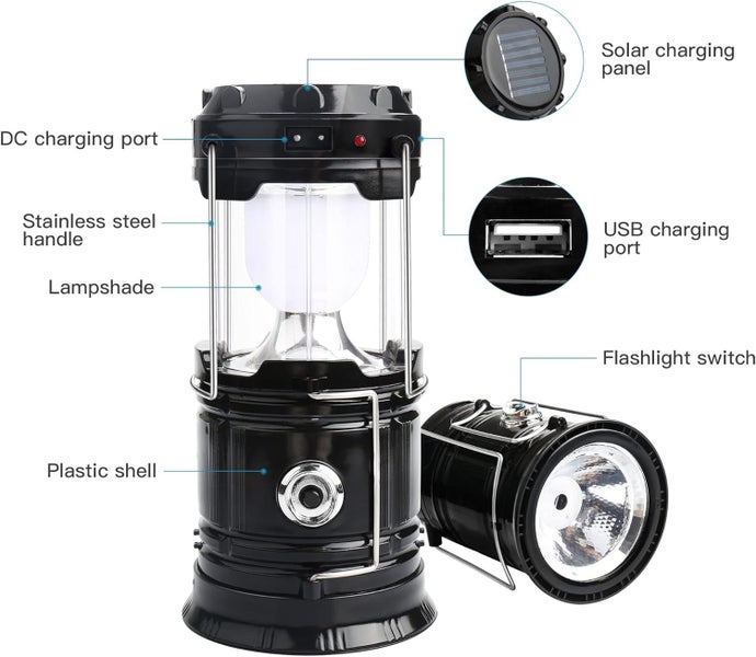 Compact rechargeable solar Lantern | Black Standard model Carousel 1