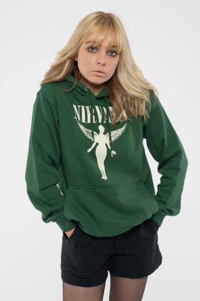 Nirvana Hoodie Angelic Mono Band logo new Official Unisex Green Pullover Carousel 3
