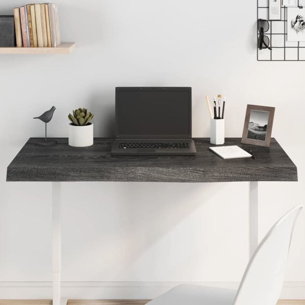 Table Top Dark Grey 100x60x6 Cm Treated Solid Wood Oak Toplatt Carousel 1