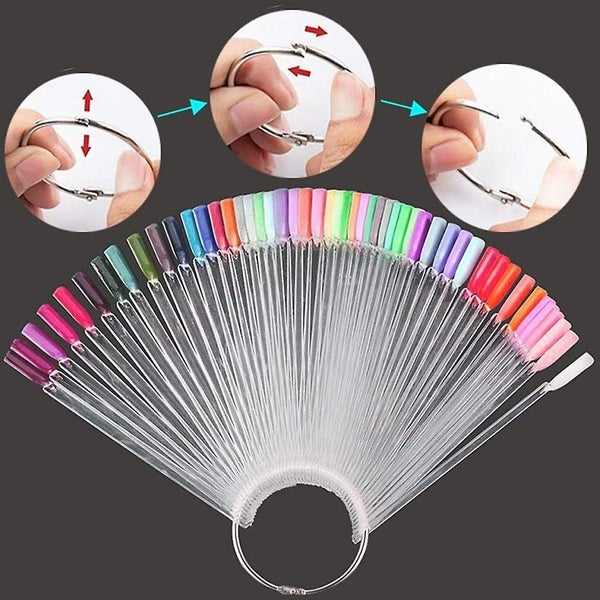 150pcs Fan-shaped Nail Swatch Sticks Display Practice Tools With Carousel 2