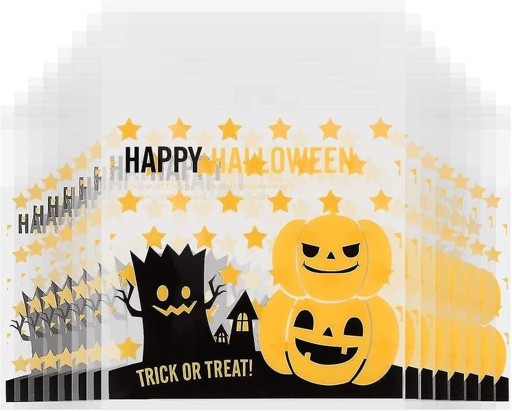 Halloween Cellophane Bags Vipith 100 Pcs Resealable Pumpkin Carousel 3