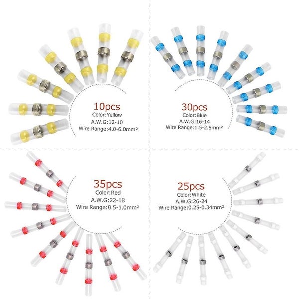 100pcs Solder Connectors 4 Different Sizes Heat Shrinkable Wire Carousel 3
