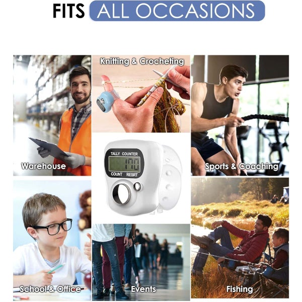 5 Pack Digital Row Counter Tally Counter with Finger Strap for Golf, Crochet Carousel 9