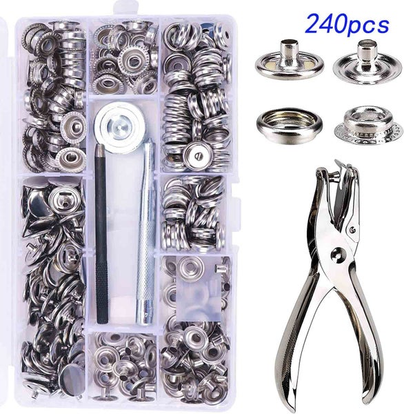 240pcs 15mm Canvas Snap Kit -Marine Grade Snap Fastener Stainless Carousel 1