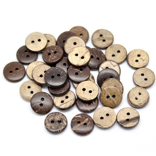250pcs 15mm Brown Coconut Shell 2 Holes Sewing Buttons Scrapbooking Carousel 1
