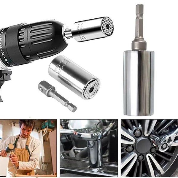 2PCS Set Universal Torque Wrench Head Set Socket Sleeve 7 19mm Power Carousel 2