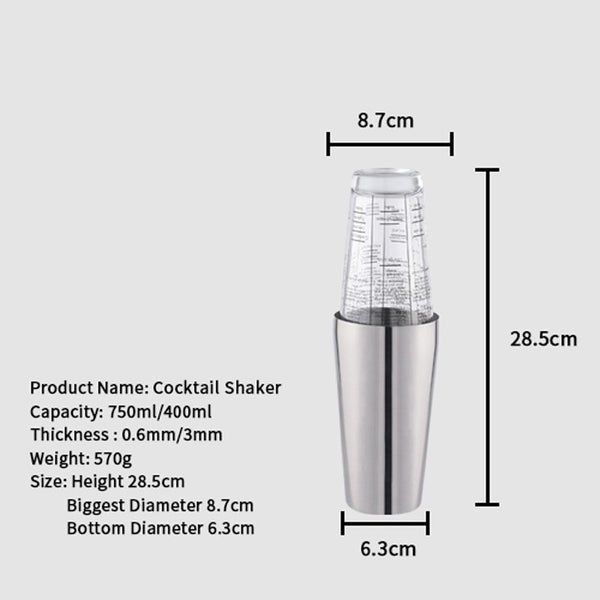 OAPE 400/700ml Boston Cocktail Shakers Martini Bartender Bar Tools Carousel 2