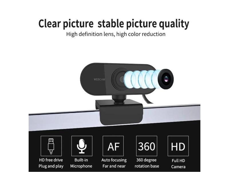 1080P HD Mini Webcam W/Microphone USB For Laptop/Desktop Live Video Call Conf Carousel 1