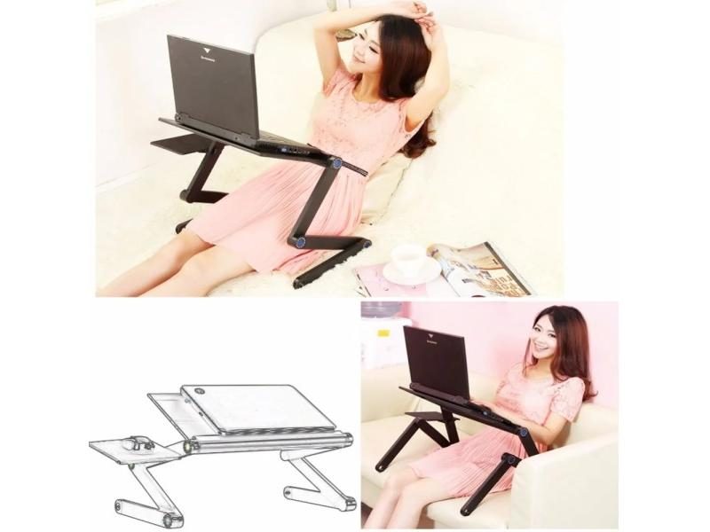 1 Pc Pack Foldable Lapdesk Laptop Table With Air Hole Aluminum Alloy Bracket Carousel 2