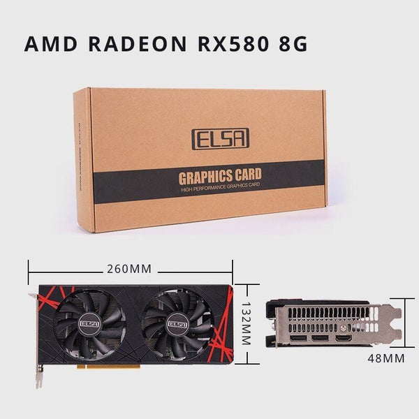ELSA Radeon RX 580 8GB GDDR5 256bit GPU Desk Computer Gaming Graphics Carousel 7