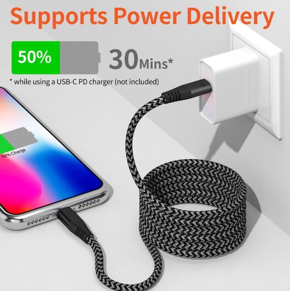 Type C to iPhone Fast Charger Charging Cable 3m Carousel 3