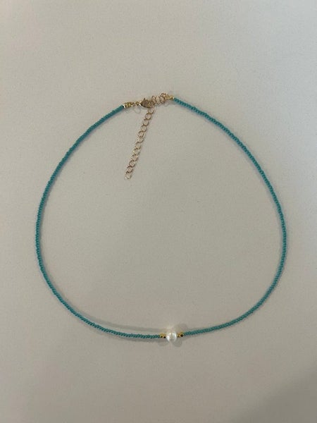 Aqua Micro Beads and Pearl Necklaces Carousel 2