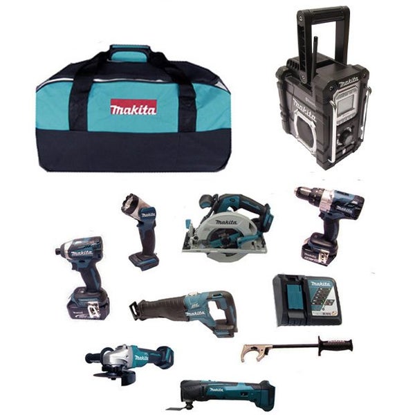 Makita 18v PREMIUM 7 Piece Brushless Combo Kit 6ah +Makita Job Site Radio Carousel 1