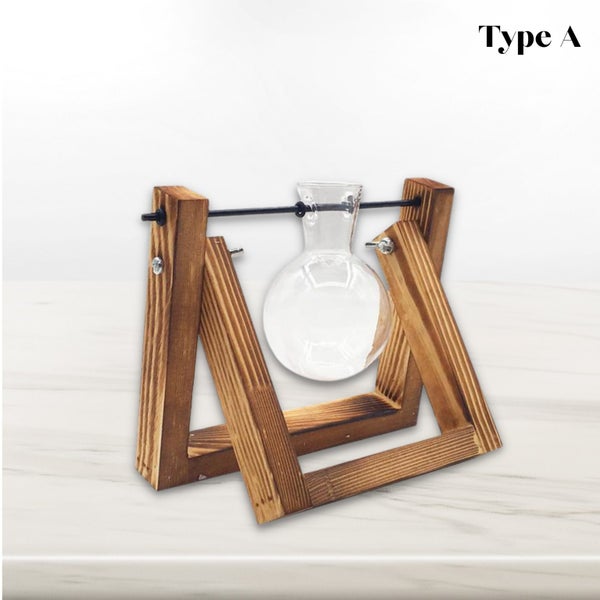 Swing Wooden Stand Hydroponic Plant Container Glass Vase Carousel 1