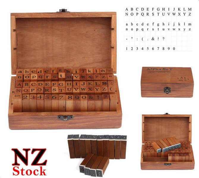 Wooden Alphabet Stamps Set 70pcs Carousel 9