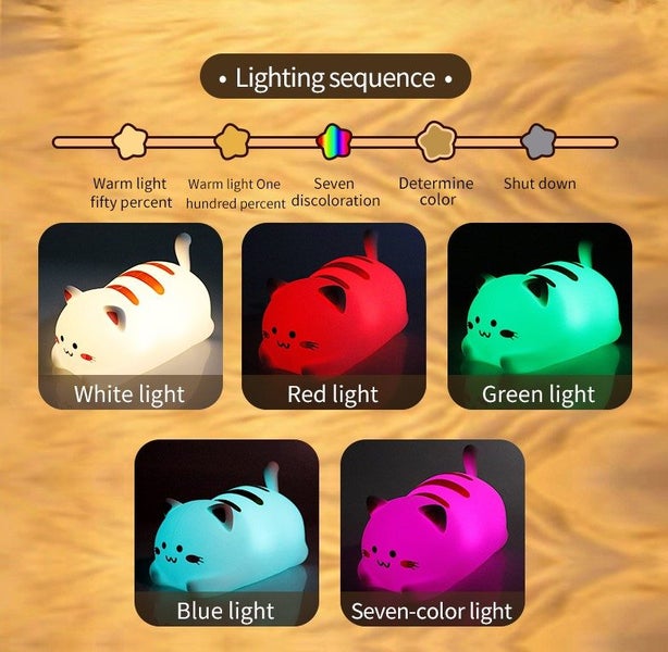 Cute Cat Silicone Lamp, Rechargeable Carousel 2