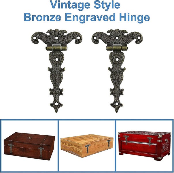 Antique Hinges bronze Decorative Retro Carved Hinge Cabinet Hinges For Doors Cup Carousel 4