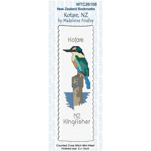 CraftCo Cross Stitch Kit Bookmark - Madeleine Findley's Kotare NZ Kingfisher Carousel 1