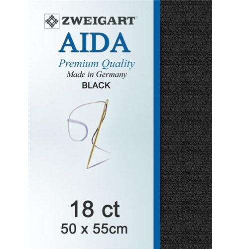 Zweigart Aida 18ct 50x55cm Black Carousel 1