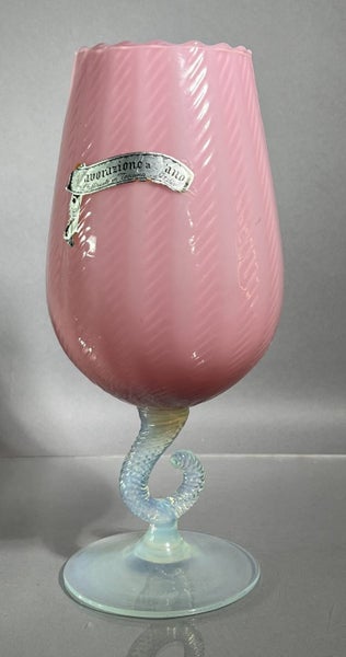 Labeled 1950s Empoli Italy Opaline Glass Vase "Lavorazione a mano" Carousel 2