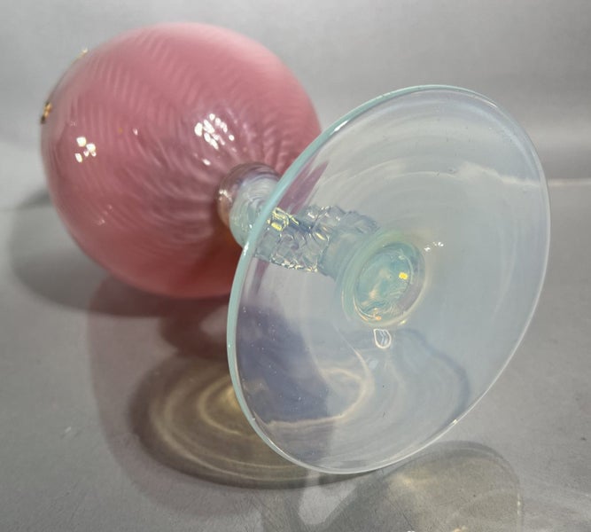 Labeled 1950s Empoli Italy Opaline Glass Vase "Lavorazione a mano" Carousel 14
