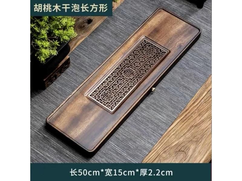 Walnut Tea Tray Copper Pad Rectangular Dining Table Plate Storage Tray Hotel Carousel 1